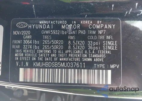 2021 Genesis Gv80 2.5T Awd из США, поврежденный, VIN KMUHBDSB5MU037611